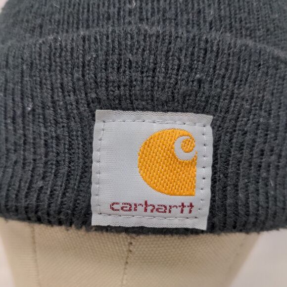 Carhartt Boys Knit Beanie Hat Black OSFM Youth Patch Logo Acrylic - Picture 4 of 11